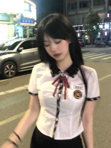 ！韩系学院风秋季辣妹女高jk制服衬衫高腰百褶包臂半身裙