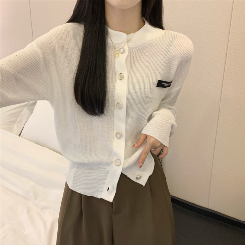 Actual shot of new autumn and winter slim slimming niche chic knitted cardigan sweater women's jacket top