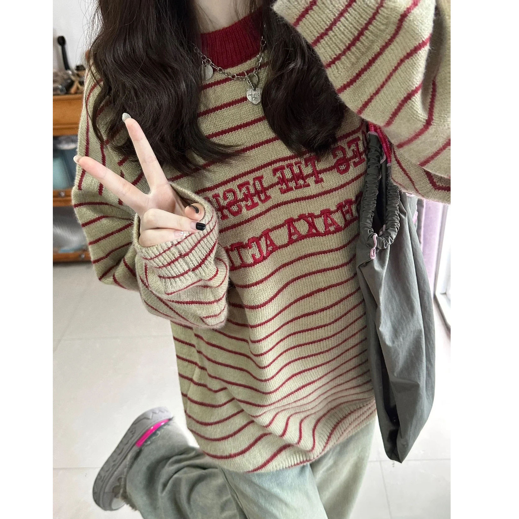 紐約舊街女孩美式復古長袖t恤女休閒體恤衫上衣秋季