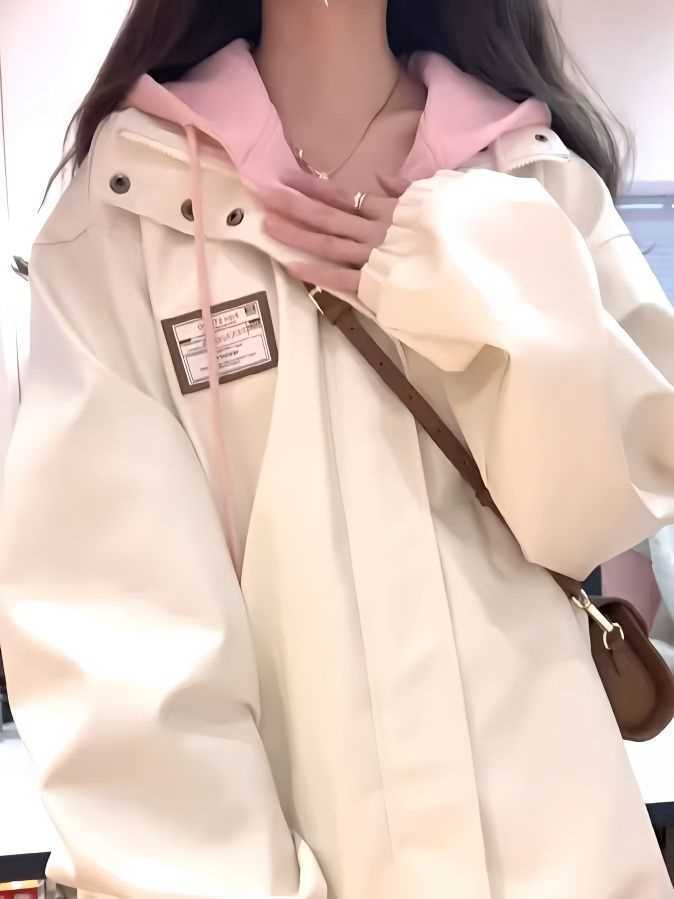 2023新款夾克潮假兩件工裝學院風外套女學生韓版寬鬆