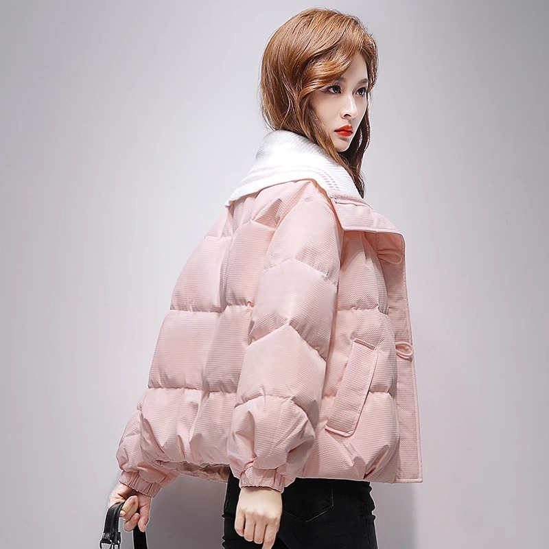 冬季羽絨棉服女短款2023年新款小個子寬鬆休閒翻領外套