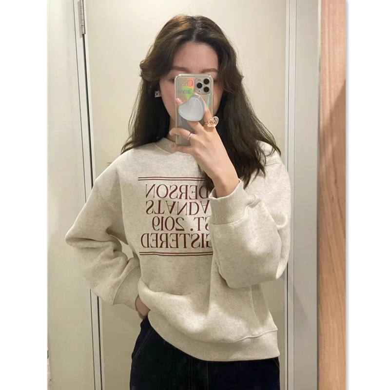 美式復古衛衣女春秋長袖oversize小眾慵懶風圓領寬鬆上衣ins潮牌