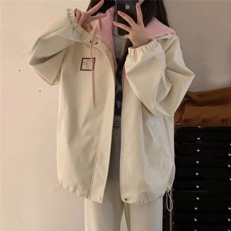 冬季新款假兩件連帽男女情侶工裝棒球服外套寬鬆百搭休...