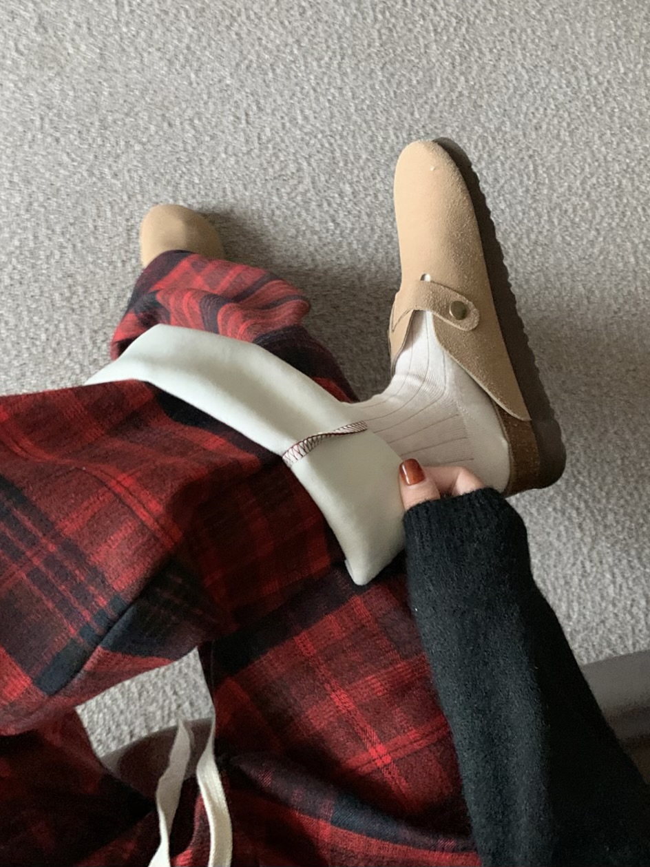 實拍 新款韓版寬鬆高腰顯瘦加厚加絨/不加絨磨毛格子闊腿褲