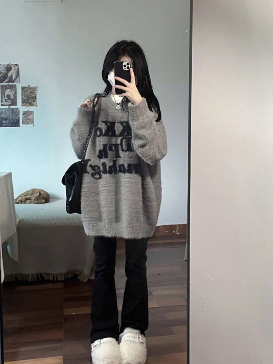 毛茸茸超好看軟糯溫柔毛衣女春秋寬鬆加厚慵懶風bf秋冬內搭針織衫
