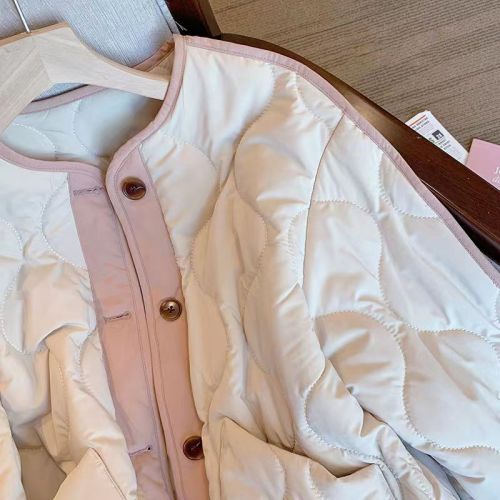 2023 new thickened Korean style high-end white small fragrant style rhombus quilted jacket for women in winter
