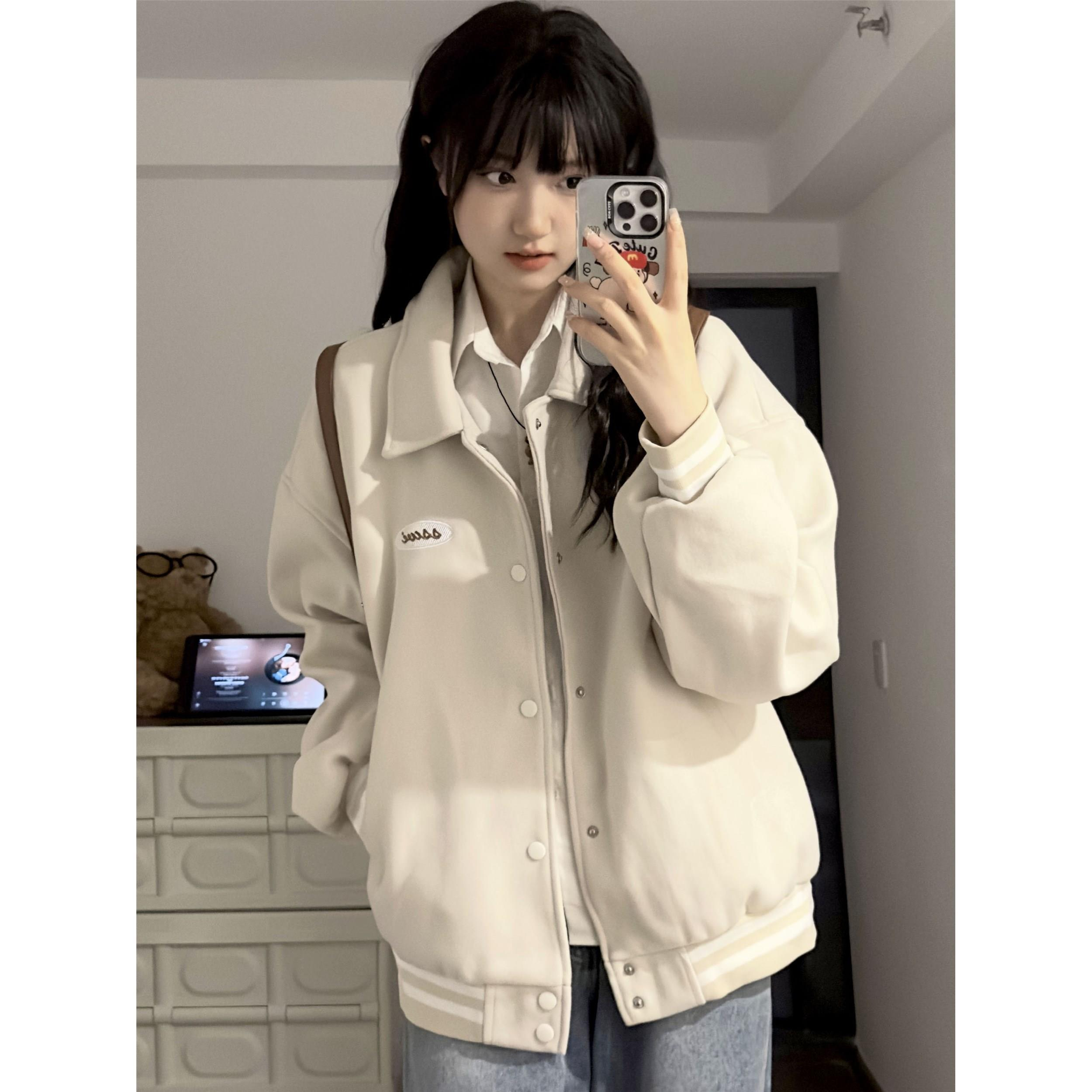 vintage外套女新款2023秋季款美式復古小個子慵懶風夾克棒球服潮