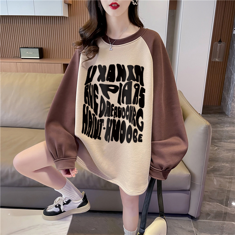 實拍純棉華棉包領 薄款衛衣女春秋新款韓版寬鬆印花套頭衛衣潮