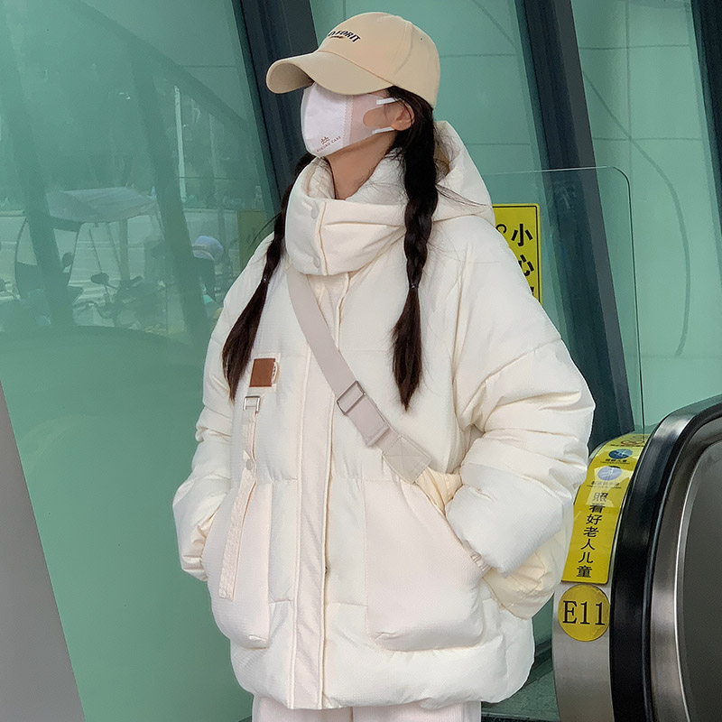 實拍羽絨服棉服女冬季2023新款工裝厚外套oversize麵包服棉襖外套