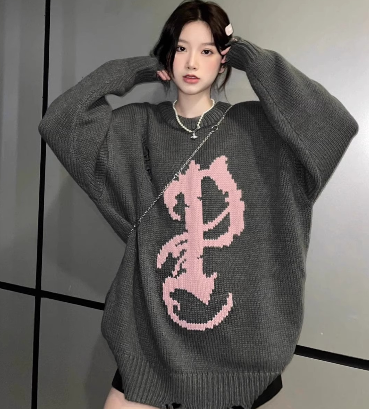 大碼女裝200斤胖mm2023秋冬新款美式復古寬鬆顯瘦百搭毛衣針織衫