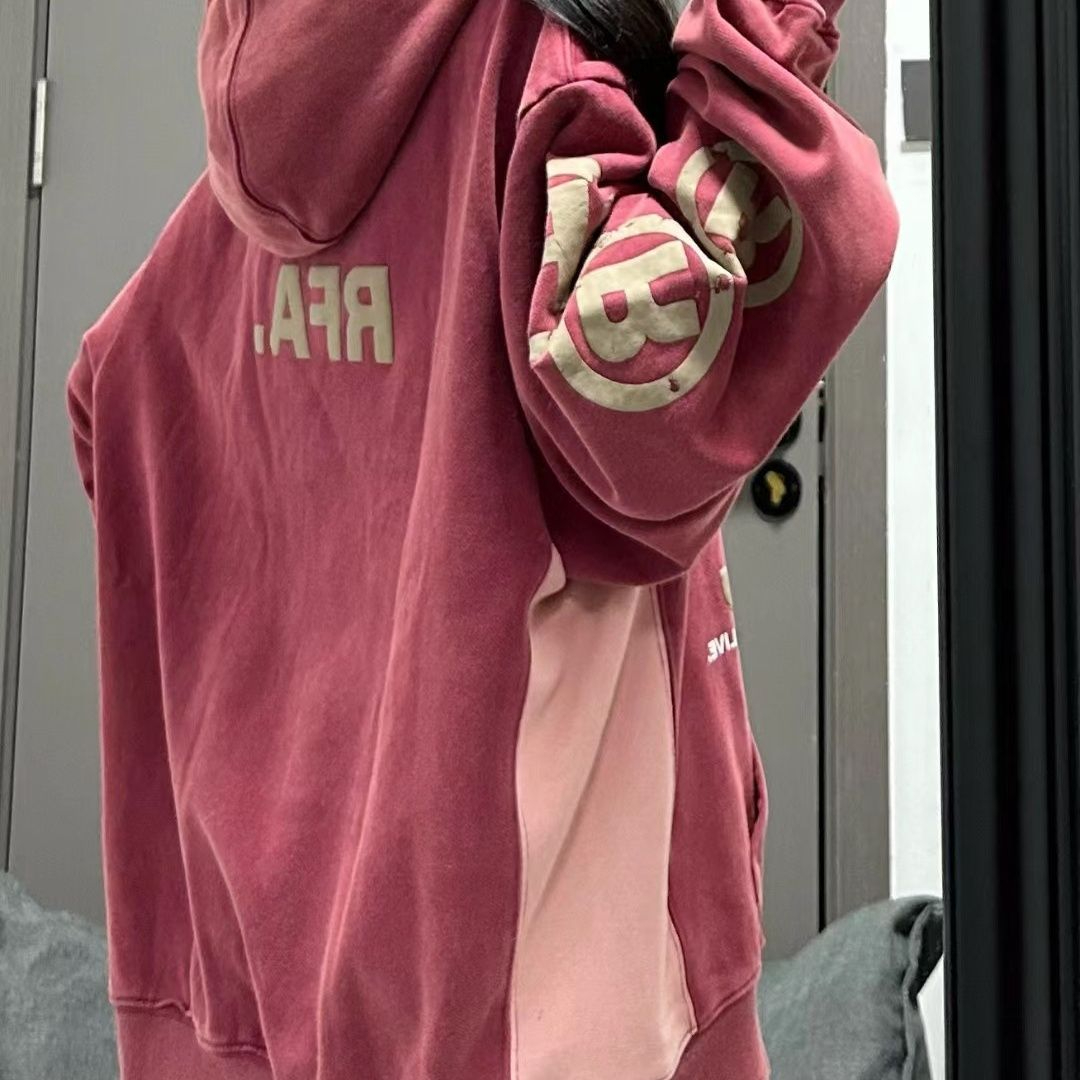 純棉華棉複合咆哮羊惡魔***絨面發泡重磅連帽情侶衛衣女