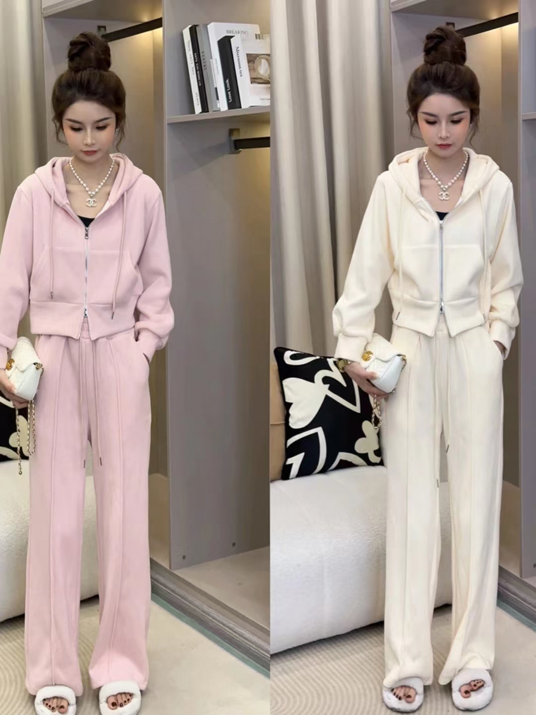 小巧屋小個子定製初秋套裝韓系休閒連帽運動服小個子兩件套