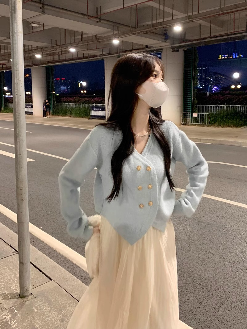 溫柔奶糯風針織毛衣裙子兩件套女春秋2023時尚氣質網紅小個子套裝