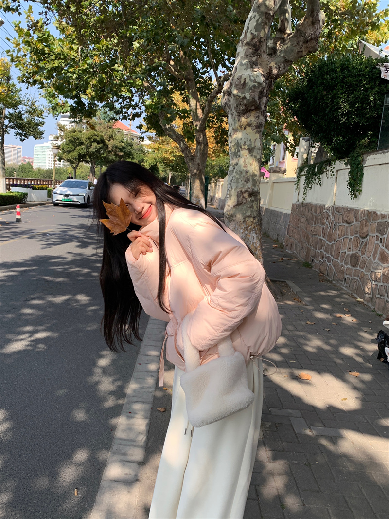 實拍  漂亮口袋立領棉服外套