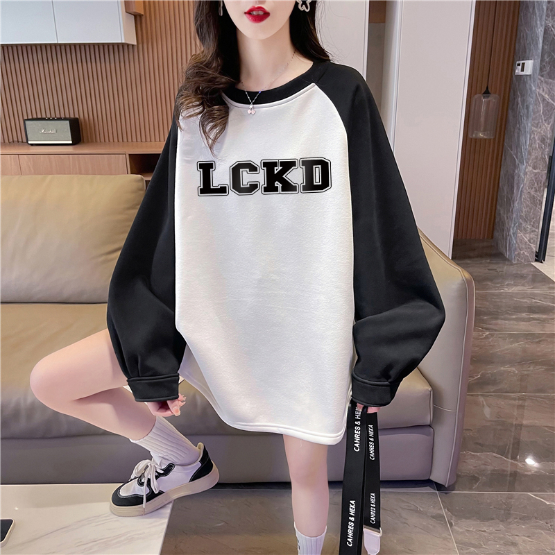 實拍純棉華棉包領 薄款衛衣女春秋新款韓版寬鬆印花套頭衛衣潮
