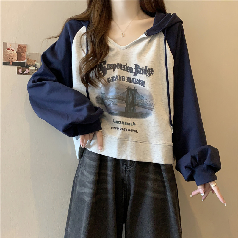 實拍華棉複合牛奶絲 連帽插色短款薄款衛衣女