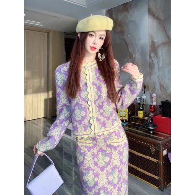 BeQueenStory古董花房秋冬印花復古民族風氣質羊毛套裝