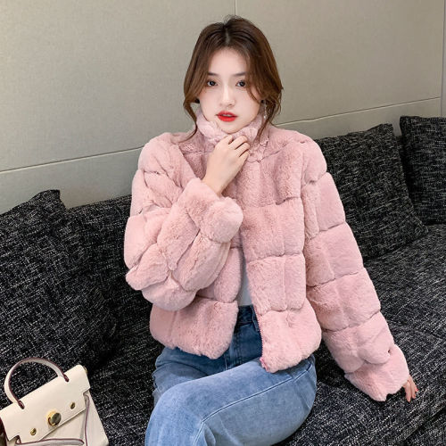 Coat for women winter French mink fur thickened warm foreign rex rabbit fur versatile plush fur top