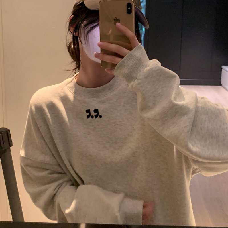 圓領衛衣女秋冬美式套頭情侶寬鬆潮牌上衣