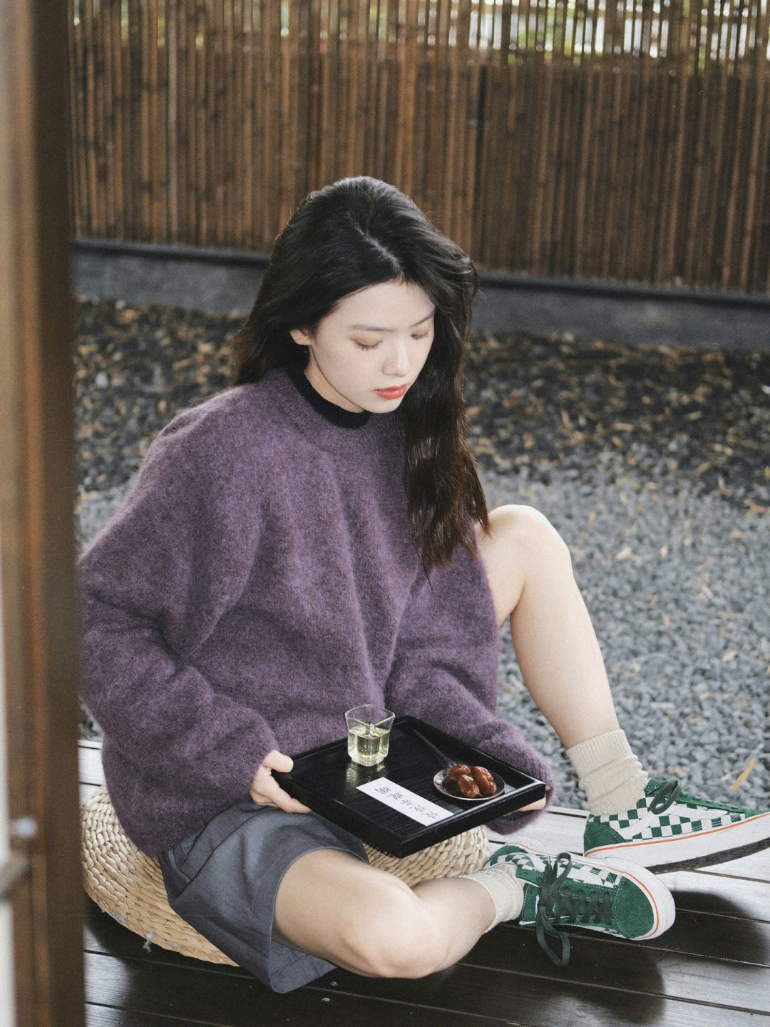 歐貨紫色浣熊絨毛衣女秋冬季加厚內搭打底衫寬鬆慵懶風套頭針織衫