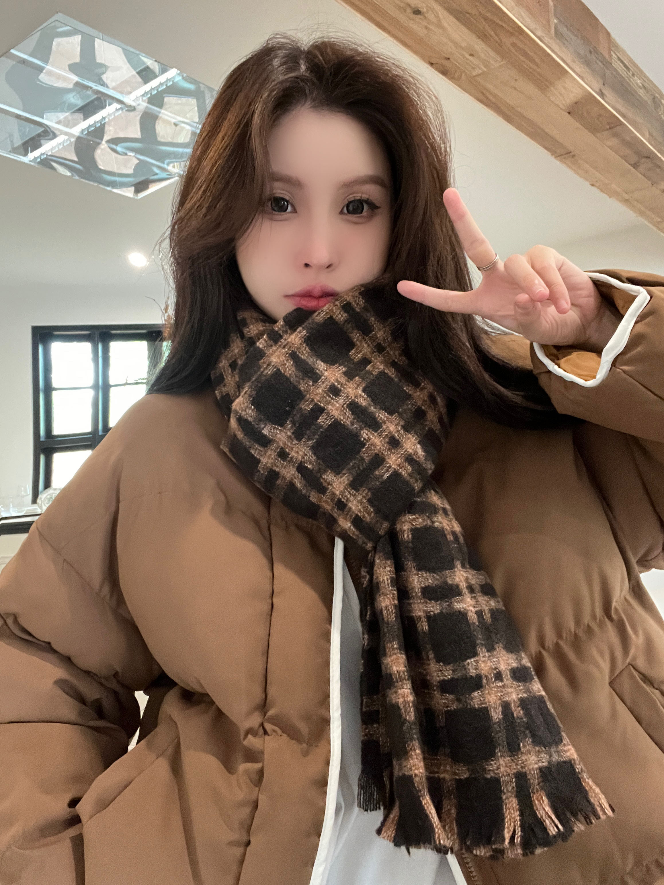 實拍！韓版chic百搭撞色包邊無領麵包服棉衣冬季加厚羽絨棉服