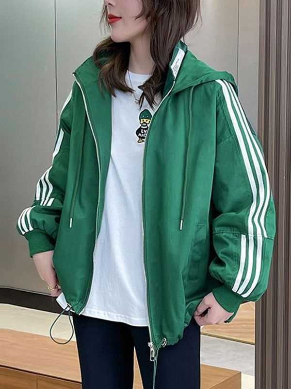 連帽衝鋒衣外套女2023春秋季新款韓版休閒時髦拉鏈開衫夾克上衣潮