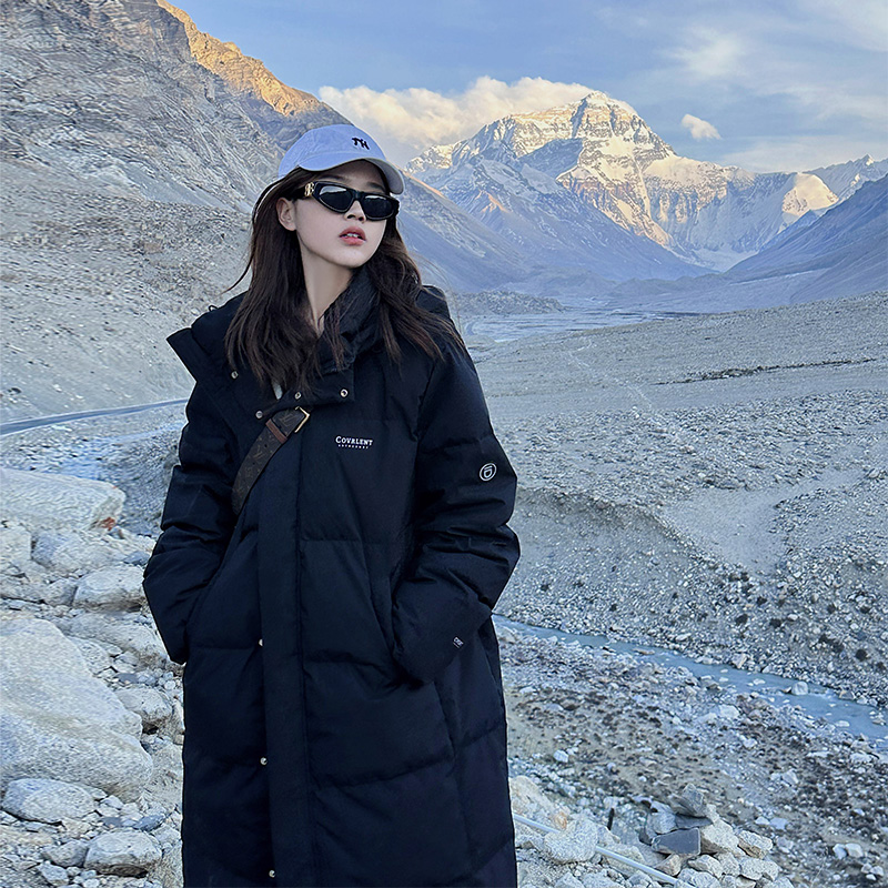 Real shot of cotton-padded jacket for women, Korean version, medium-length, large size, Hong Kong-style bread coat, loose student long waist-cinching down jacket