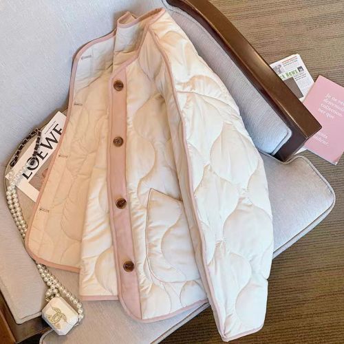 2023 new thickened Korean style high-end white small fragrant style rhombus quilted jacket for women in winter