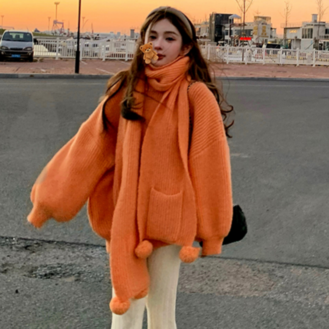 Breast style outfit, high-end, super good-looking, unique and atmospheric, red knitted sweater jacket for women in early autumn