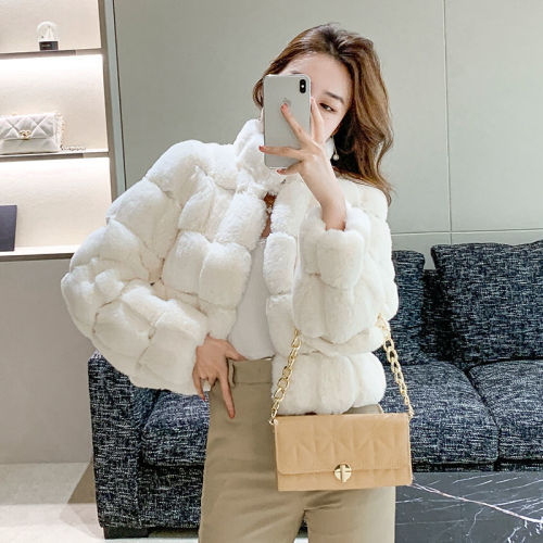 Coat for women winter French mink fur thickened warm foreign rex rabbit fur versatile plush fur top