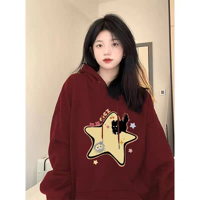 衛衣女2023新款加絨加厚連帽減齡上衣