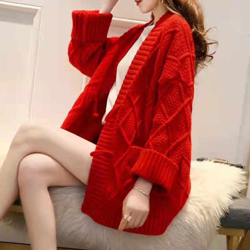 很仙的毛衣外套女開衫2023春秋新款寬鬆百搭慵懶風加厚針織衫上衣