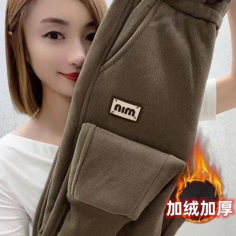 羊羔毛絨褲子女冬季新款高腰百搭加厚衛褲保暖顯瘦百搭休閒蘿蔔褲