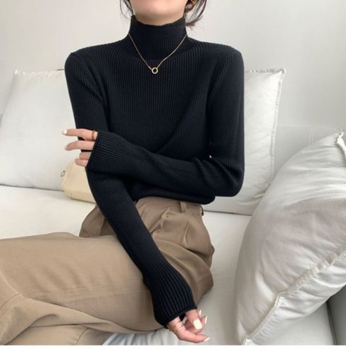 Half turtleneck thickened bottoming sweater for women autumn Korean version  new slim slim long-sleeved bottoming shirt top