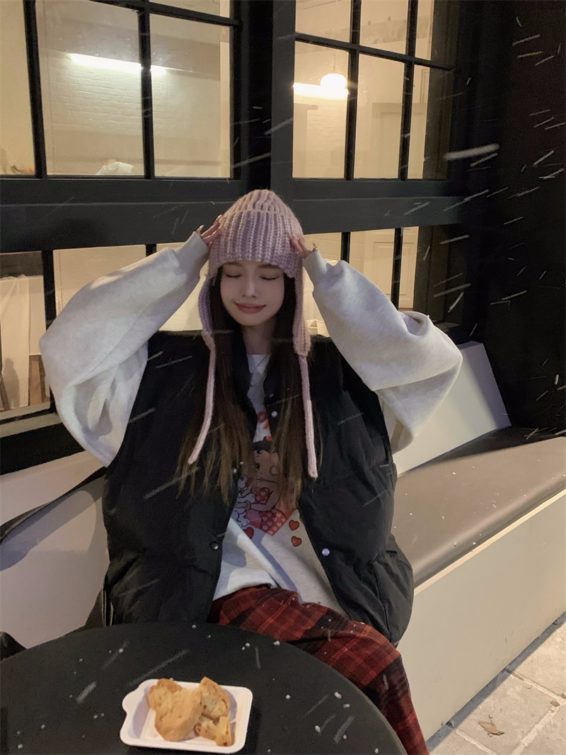 實拍：基礎款純色休閒寬鬆麵包棉服女保暖大碼遮肉外穿馬甲