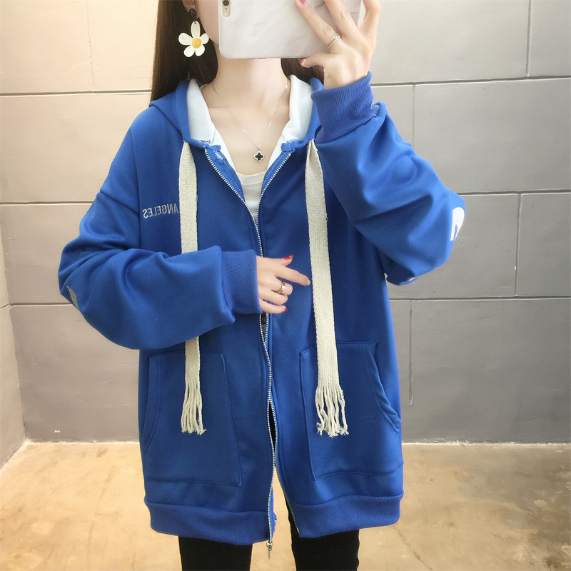 首發實拍牛奶絲複合寬鬆小眾慵懶風連帽加絨加厚衛衣女上衣