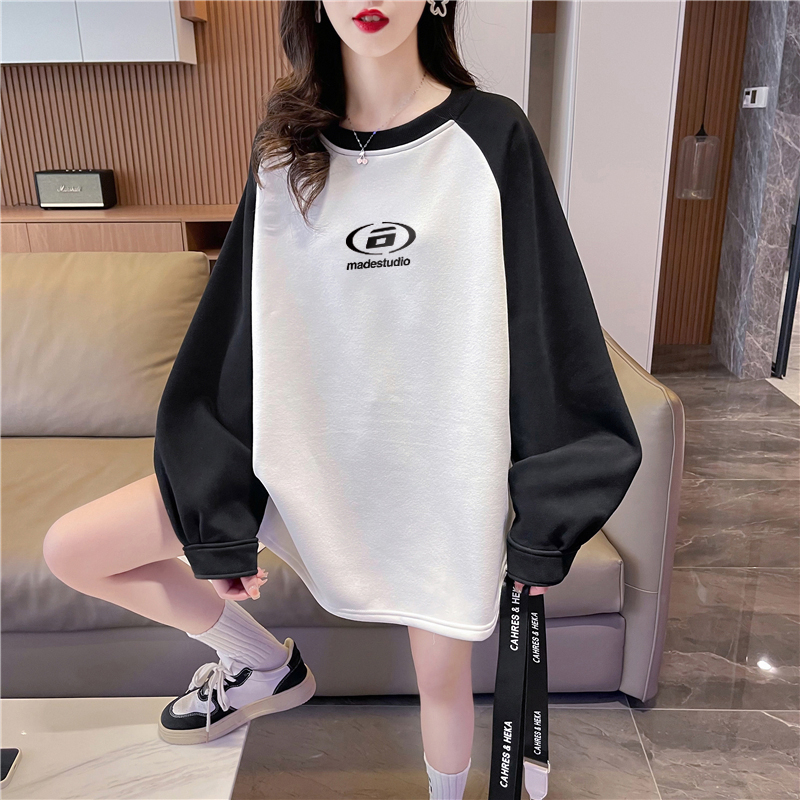 實拍純棉華棉包領 薄款衛衣女春秋新款韓版寬鬆印花套頭衛衣潮