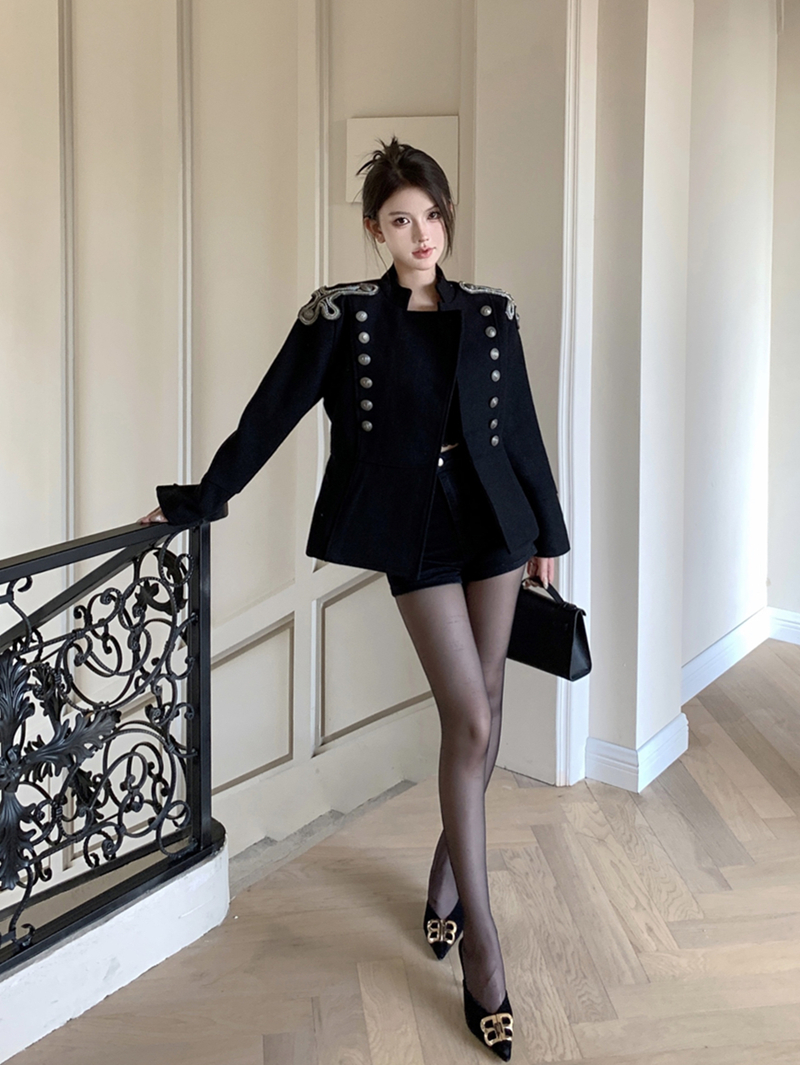 Real shot of autumn and winter British style heavy industry woolen small fragrant style jacket suit top with cotton for women