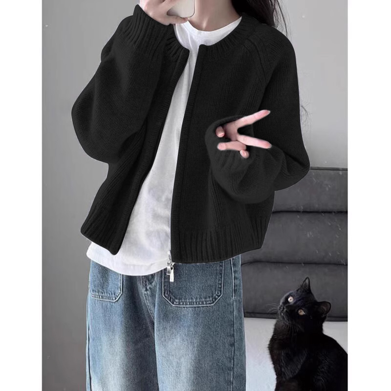 女裝新款超好看高級感針織軟糯糯慵懶風毛衣秋冬洋氣外套上衣女厚