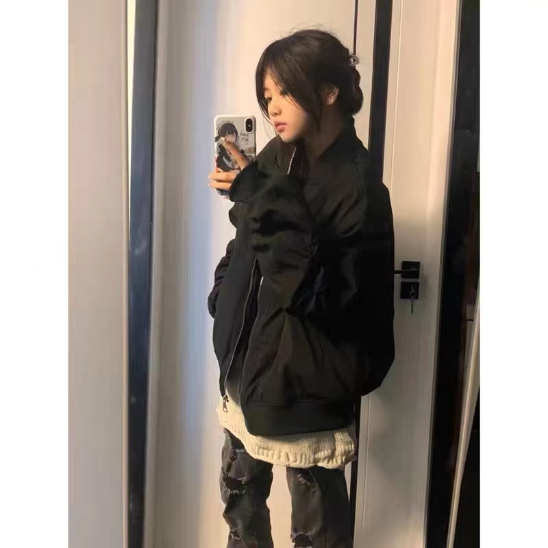 Jacket, Thin American Retro Jacket, Women's Casual Baseball Uniform, High-end Spring and Autumn Style