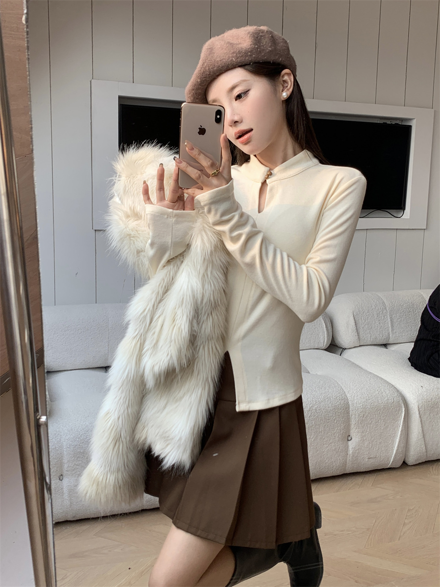 實拍！新中式洋氣顯瘦T恤百搭可單穿減齡彈力上衣女