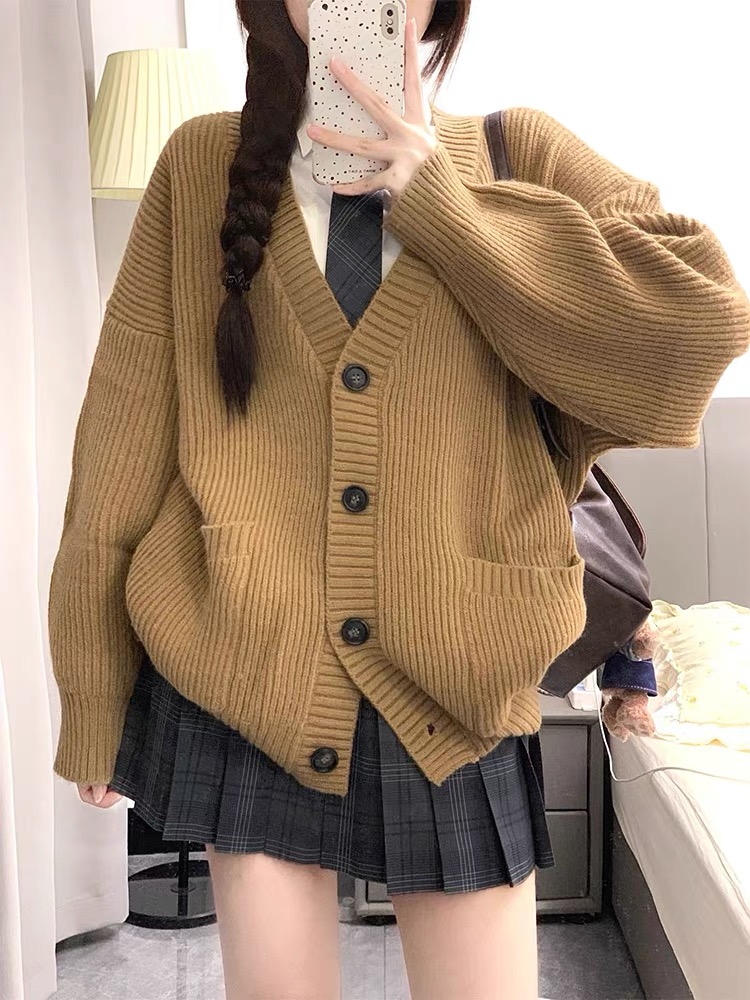 毛衣秋冬女美式復古ins小個子高級感奶fufu寬鬆加厚長袖針織上衣