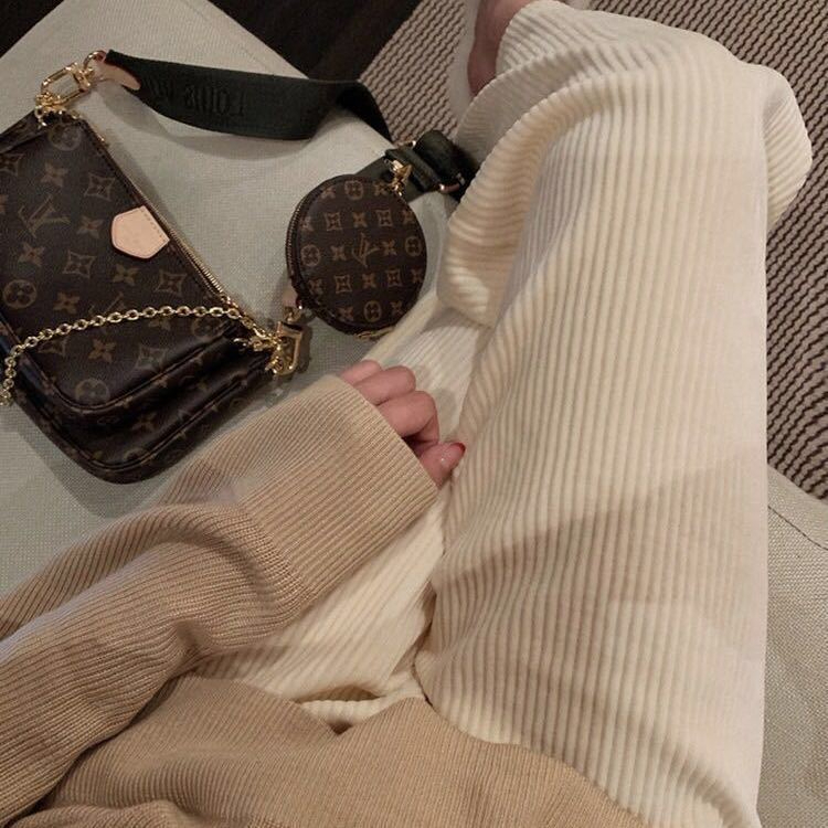 2023 new autumn and winter corduroy versatile wide-leg women's Korean style high-waisted loose straight pants trendy