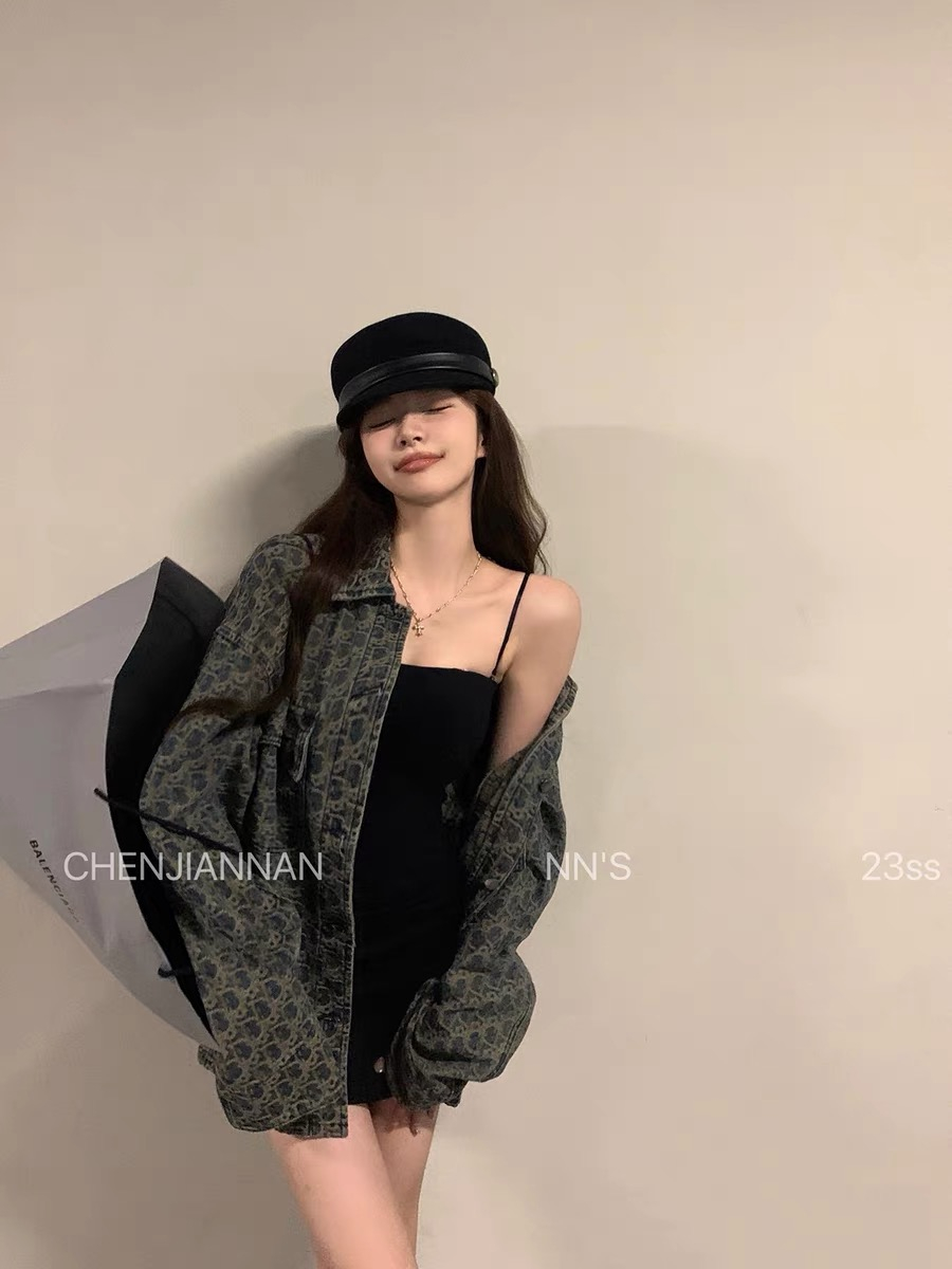 美式復古牛仔外套女2023秋冬今年流行獨特襯衫中長款休閒夾克上衣