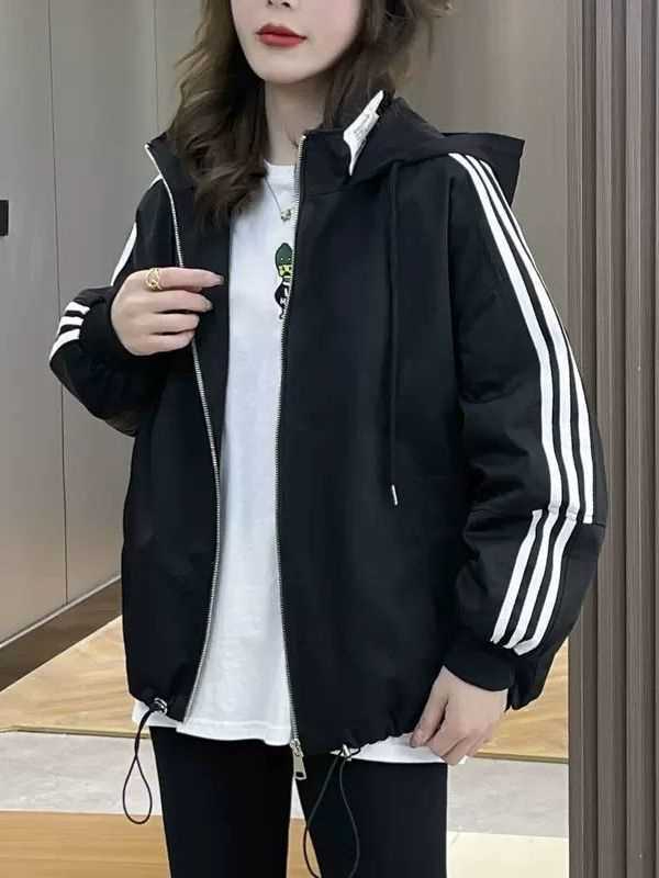 連帽衝鋒衣外套女2023春秋季新款韓版休閒時髦拉鏈開衫夾克上衣潮