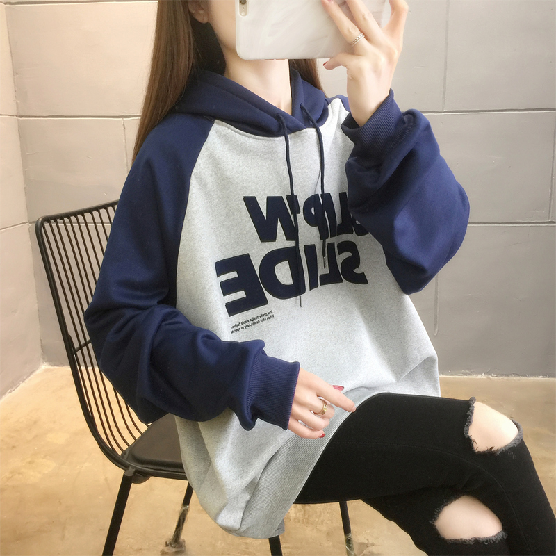 首發實拍牛奶絲複合寬鬆慵懶風連帽加絨加厚衛衣女上衣