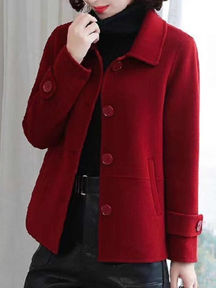 大碼單面毛呢媽媽裝2023秋季新款毛呢西裝外套女洋氣