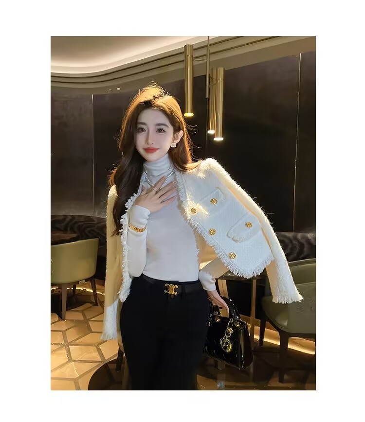輕奢高級感法式小香風外套女春秋冬新款氣質流蘇別致短款長袖上衣