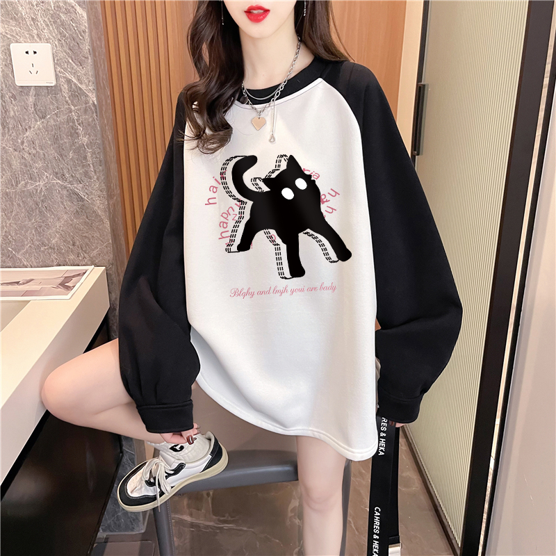 實拍純棉華棉包領 薄款衛衣女春秋新款韓版寬鬆印花套頭衛衣潮