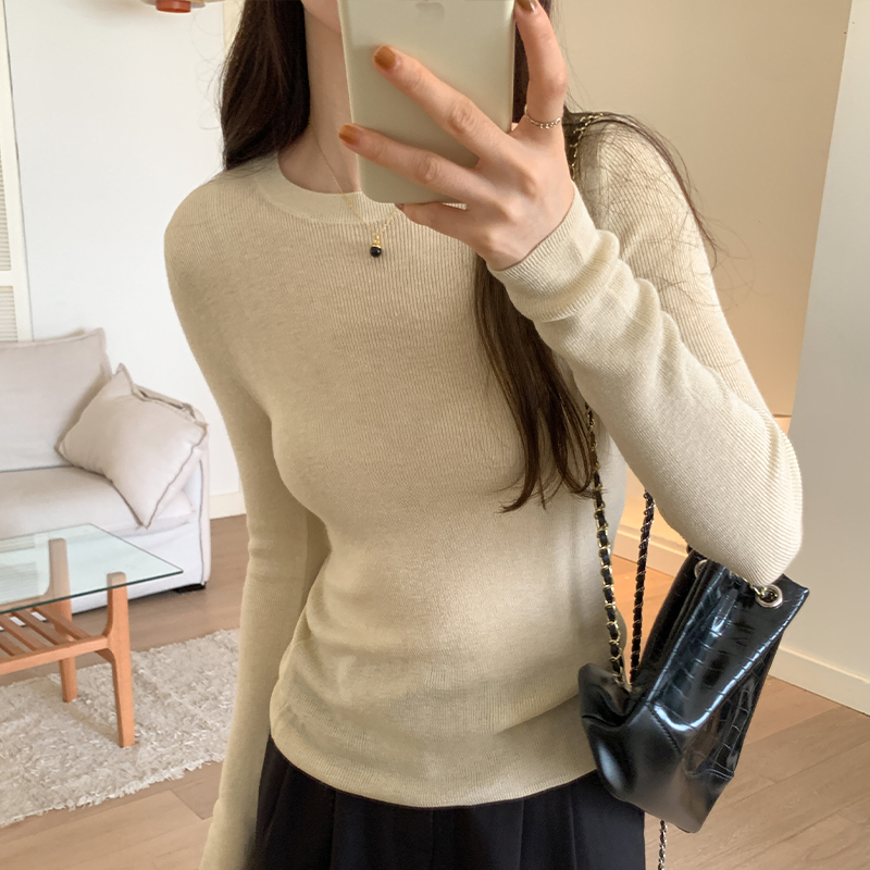 實拍圖小V領撞色假兩件長袖女秋季23年新款設計感小眾短款上衣